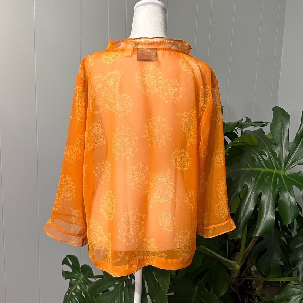 j. h. Collectibles beautiful sheer button front top excellent condition. - Picture 3 of 7